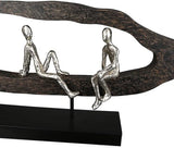 Casablanca modern design GILDE Deco Skulptur Figur - Best Friends - Häng i silver, trä/aluminium - bredd 75 cm Statyetter och skulpturer Naty Shop