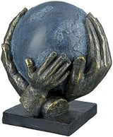 Casablanca modern design GILDE Deco Skulptur Figur Rädda världen - Globen i händerna - Höjd 19 cm Statyetter och skulpturer Naty Shop Brons, grå, svart Höjd 19 cm