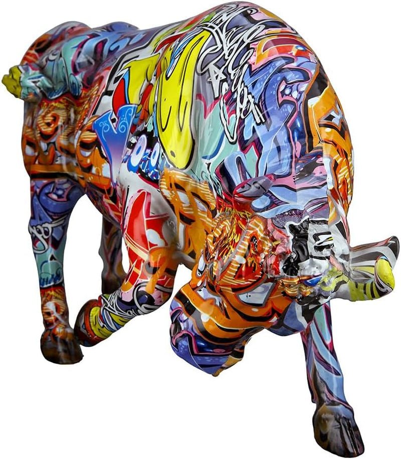 Casablanca dekorativ tjurdjursfigur - gjord av syntetiskt harts i street art design - färg: flerfärgad höjd 27 cm Statyetter och skulpturer Naty Shop