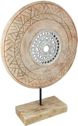 Casablanca stor dekorativ skulptur - rund aluminiumträskulptur färg: naturligt silver - vardagsrumsdekoration födelsedagspresent höjd 46 cm Statyetter och skulpturer Naty Shop
