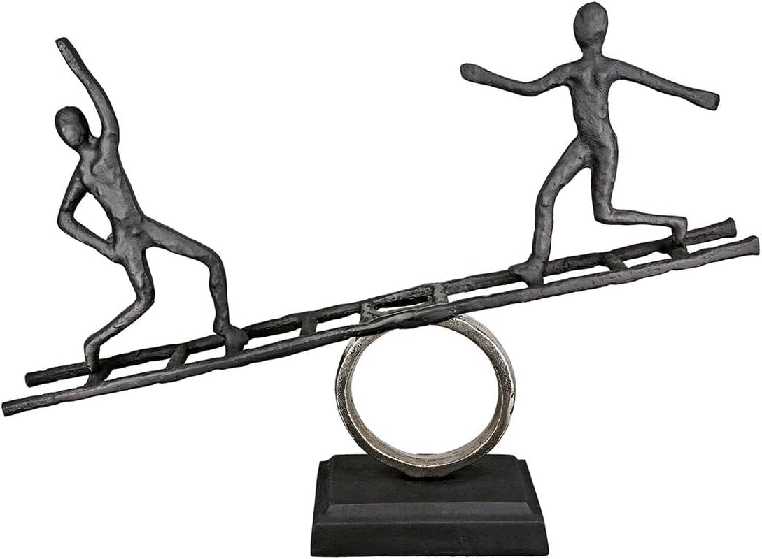 Casablanca stor dekorativ skulptur - rund aluminiumträskulptur färg: naturligt silver - vardagsrumsdekoration födelsedagspresent höjd 46 cm Statyetter och skulpturer Naty Shop Antracit, silver Höjd 35 cm
