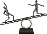 Casablanca stor dekorativ skulptur - rund aluminiumträskulptur färg: naturligt silver - vardagsrumsdekoration födelsedagspresent höjd 46 cm Statyetter och skulpturer Naty Shop Antracit, silver Höjd 35 cm