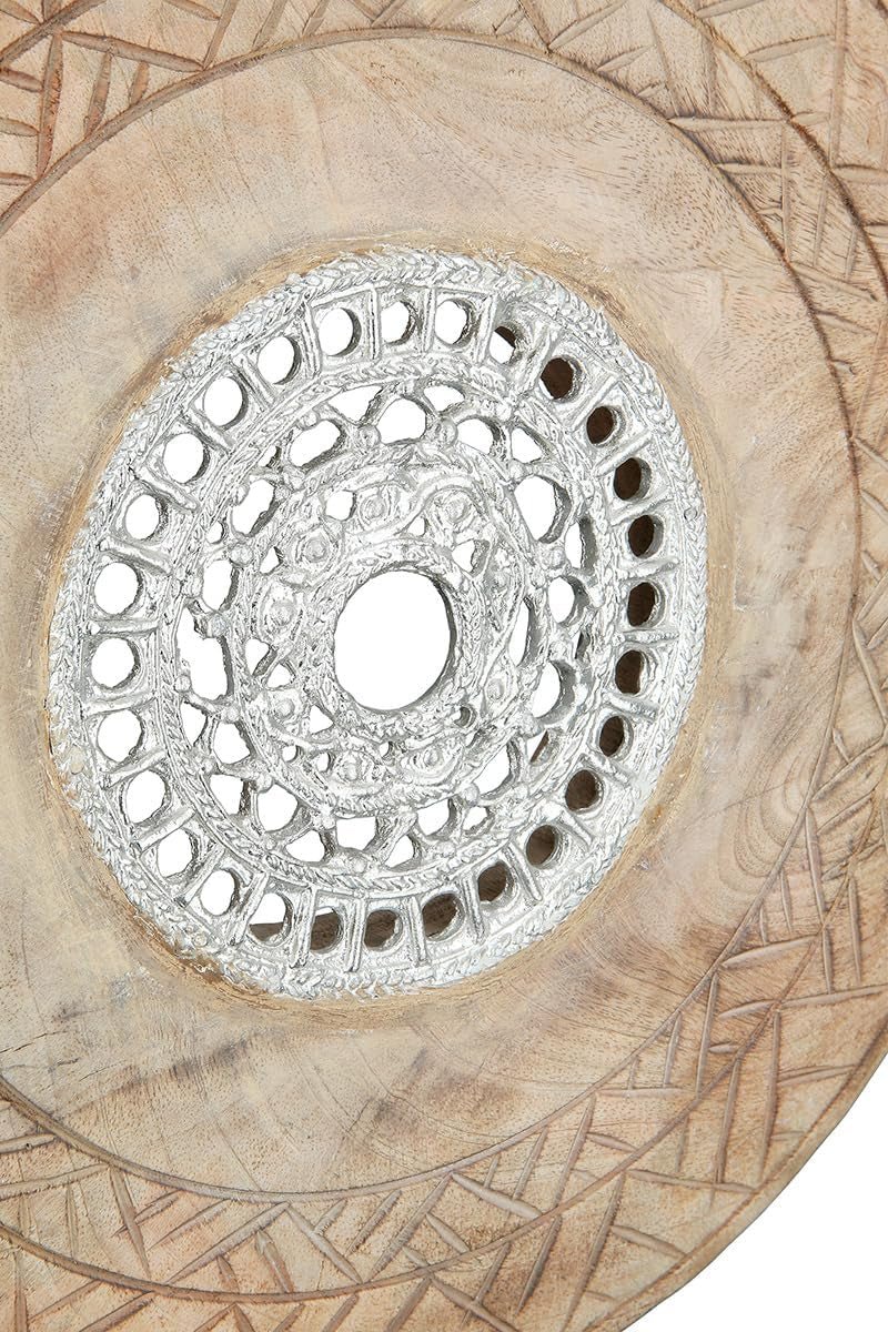 Casablanca stor dekorativ skulptur - rund aluminiumträskulptur färg: naturligt silver - vardagsrumsdekoration födelsedagspresent höjd 46 cm Statyetter och skulpturer Naty Shop