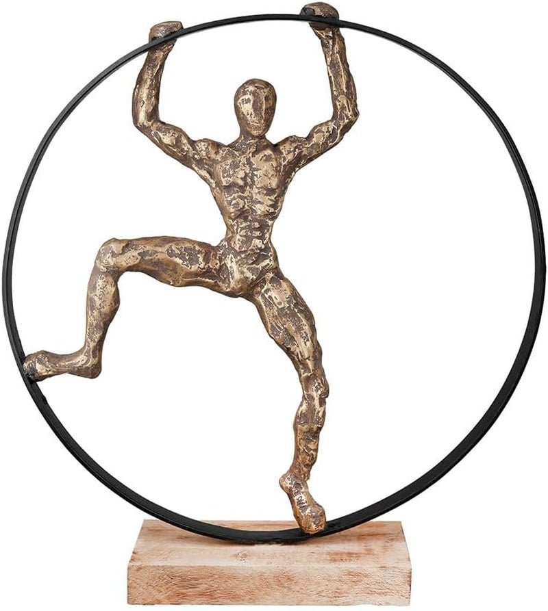 Casablanca stor dekorativ skulptur - rund aluminiumträskulptur färg: naturligt silver - vardagsrumsdekoration födelsedagspresent höjd 46 cm Statyetter och skulpturer Naty Shop Brons Höjd 45 cm