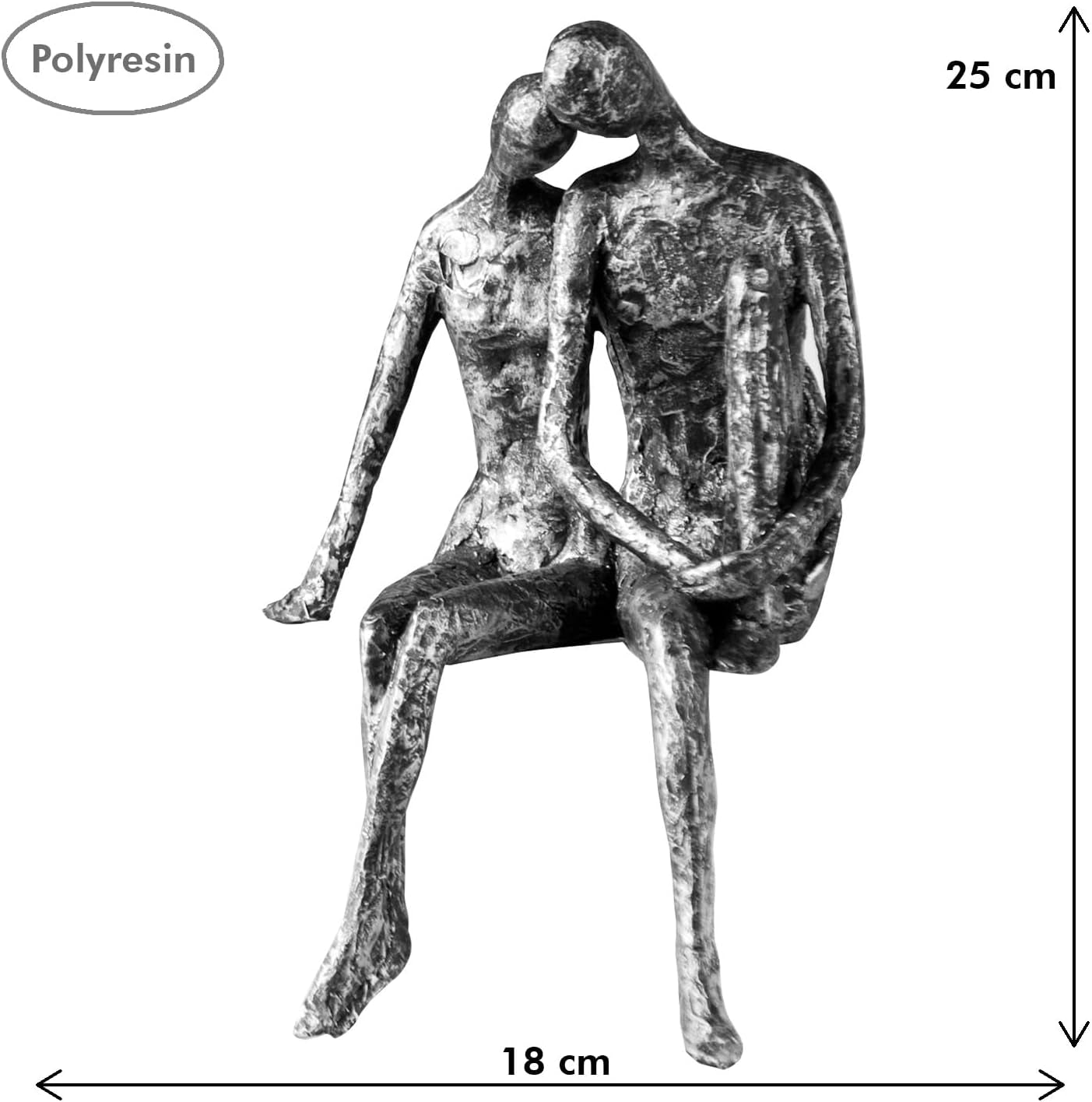 Casablanca Skulptur - Par dekorativ figur - Polyresin - Färg: antiksilver Höjd 25 cm Statyetter och skulpturer Naty Shop