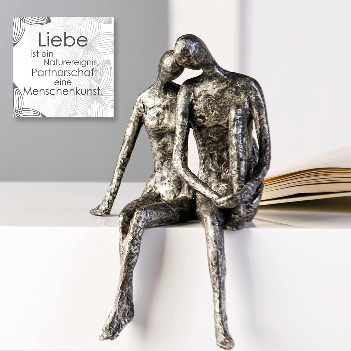 Casablanca Skulptur - Par dekorativ figur - Polyresin - Färg: antiksilver Höjd 25 cm Statyetter och skulpturer Naty Shop
