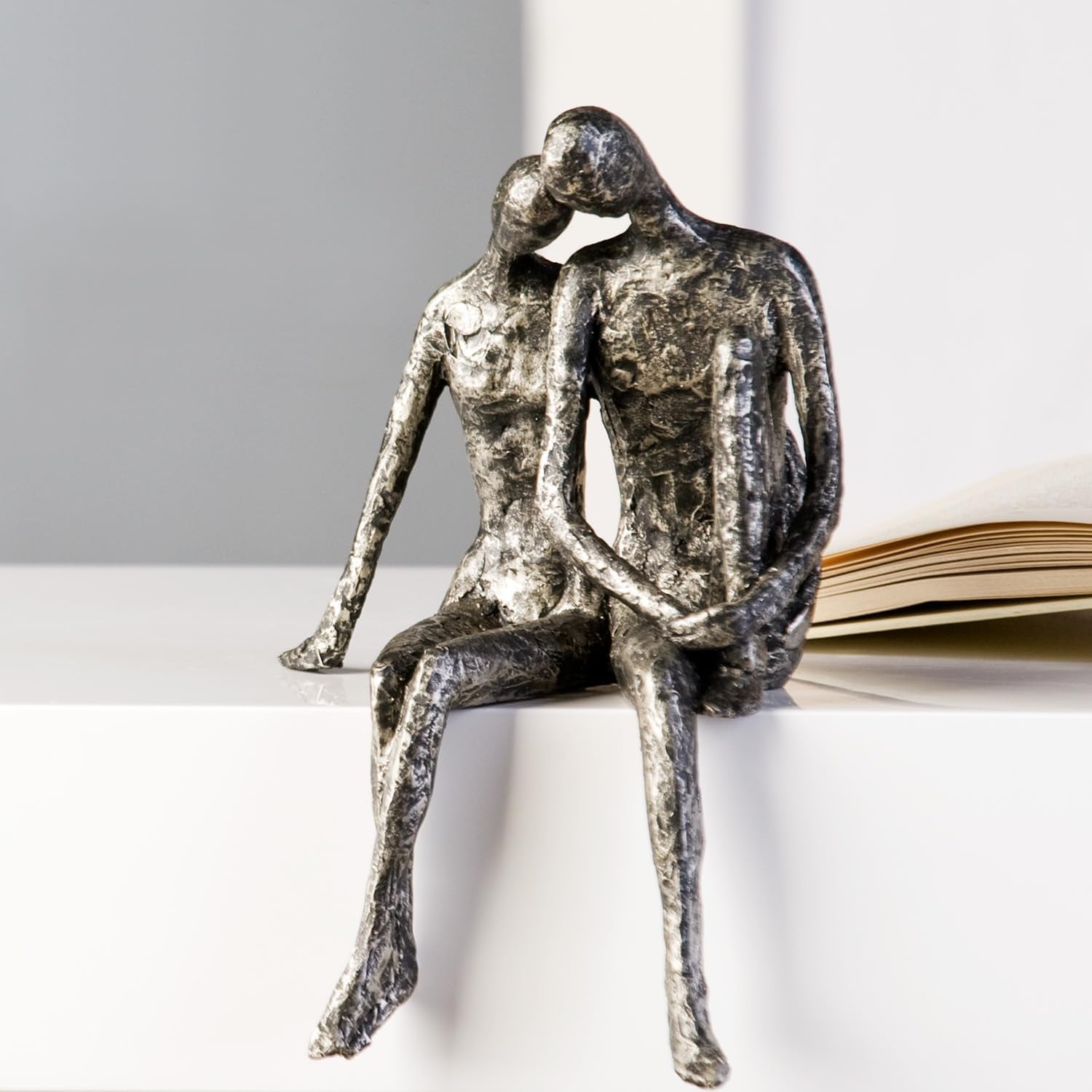 Casablanca Skulptur - Par dekorativ figur - Polyresin - Färg: antiksilver Höjd 25 cm Statyetter och skulpturer Naty Shop