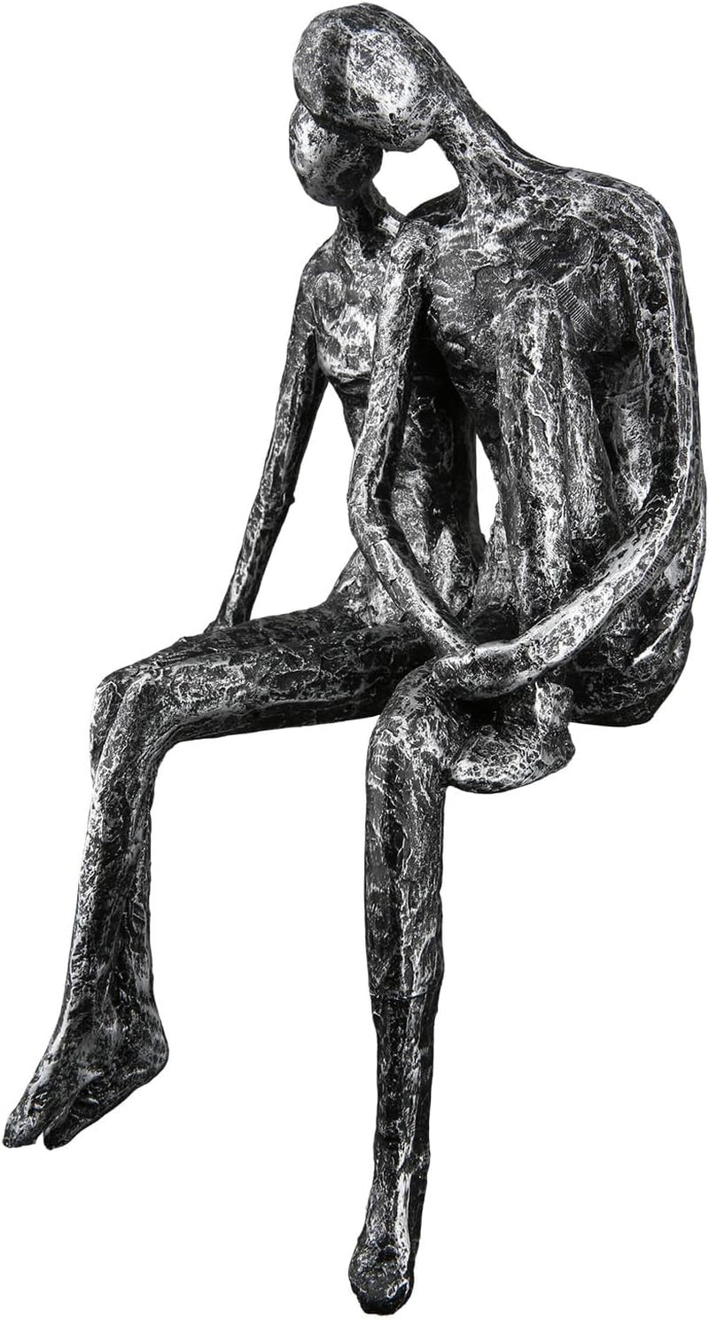 Casablanca Skulptur - Par dekorativ figur - Polyresin - Färg: antiksilver Höjd 25 cm Statyetter och skulpturer Naty Shop