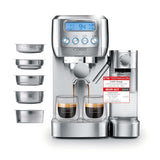 CASO EspressoGourmet Crema - Portafilter espressomaskin med mjölkskummare, espresso, cappuccino, rostfritt stål portafilter, ULKA 20 bar pump, kaffemaskin, malet kaffe, ESE kapslar