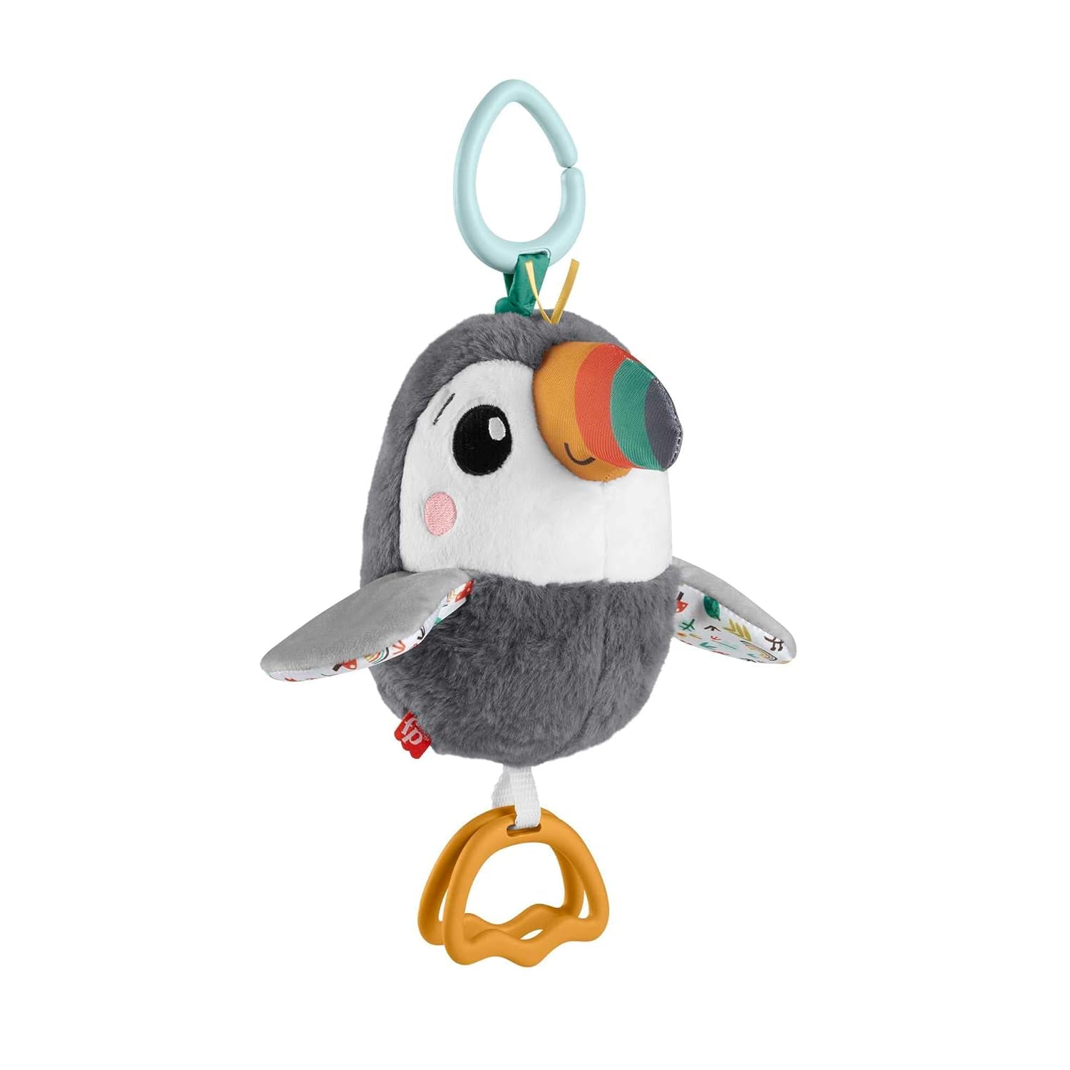 FISHER-PRICE Flap & Go Toucan - Plyschleksak för barnvagn främjar finmotorik och sensoriska färdigheter för nyfödda från födseln HNX66 Babyleksaker Naty Shop Standardtitel