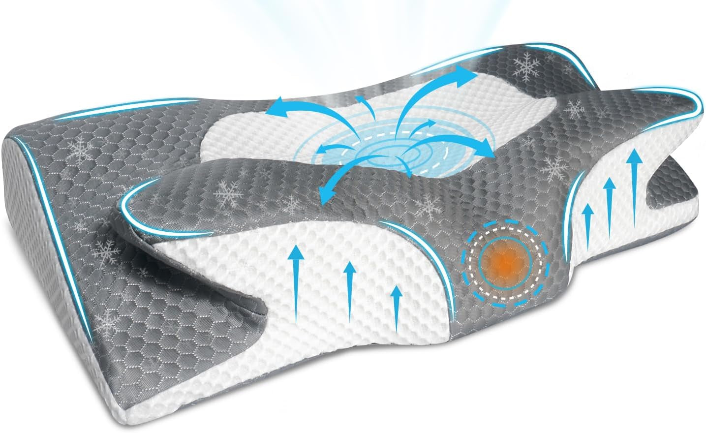 IDEA Kudde Memory Foam Kudde, Ergonomisk Kudde Ortopedisk Kudde Nacksmärta, Sovkudde för Sidorygg och buksmärta, Nackkudde Anti Snarkningskudde för Vuxna Cervikala Ortopediska Kuddar Naty Shop
