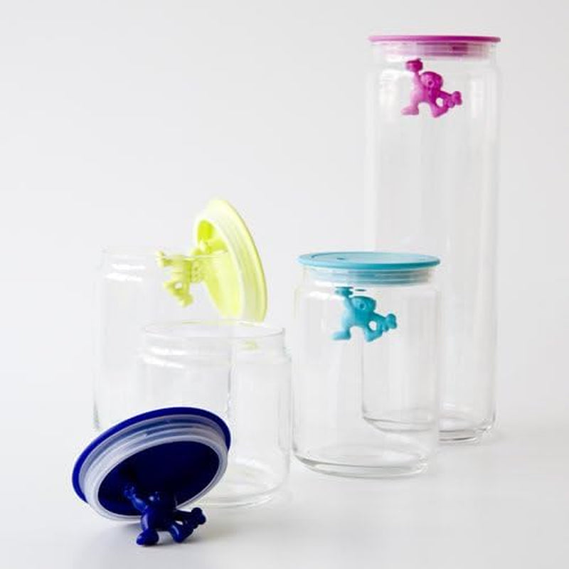 Alessi "Gianni" köksburk i glas med förseglat lock, termoplast, svart, 27,5 x 13,5 x 28 cm Matförvaringslådor Naty Shop