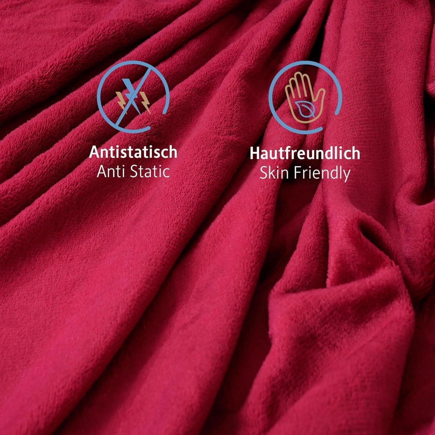 Komfortec mysfilt 150X200 Cm, Oeko-Tex certifierad fluffig fleecefilt, varm sherpafilt till soffan, tjock filt till soffan, vinröda sängar och filtar Besuche den Komfortec-Store