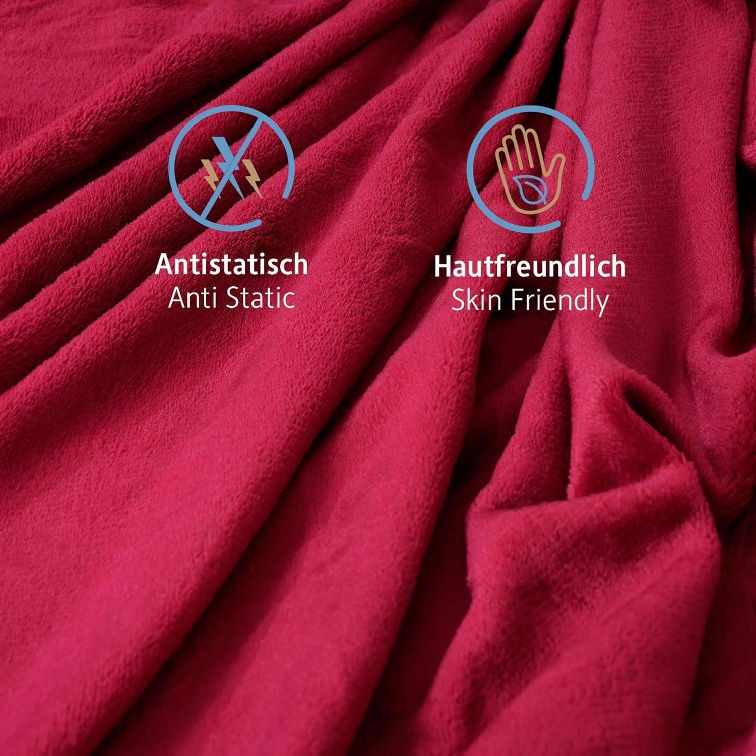 Komfortec mysfilt 150X200 Cm, Oeko-Tex certifierad fluffig fleecefilt, varm sherpafilt till soffan, tjock filt till soffan, vinröda sängar och filtar Besuche den Komfortec-Store