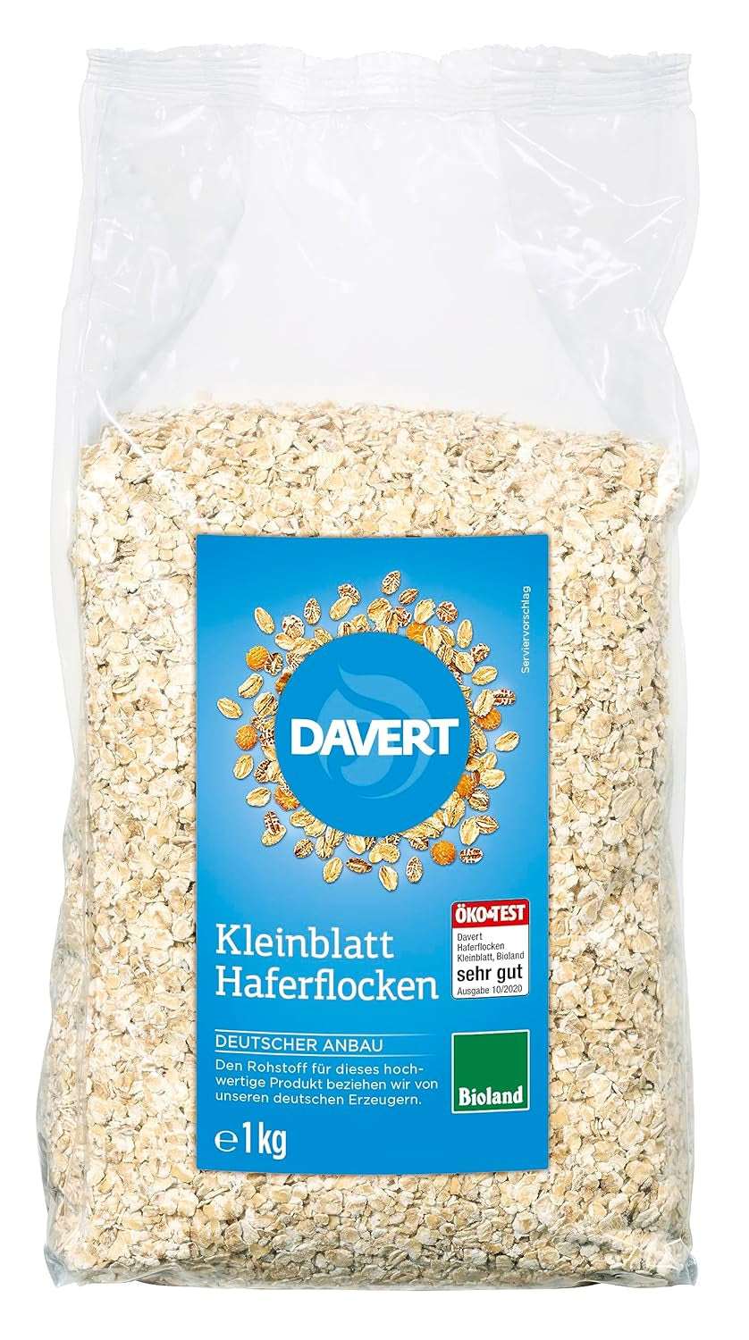 Davert Bioland Småbladhavremjöl 1 kg – Tillverkad av hela havrekorn, en värdefull helprodukt – Davert av 100 % ekologisk kvalitet (1 x 1 kg)
