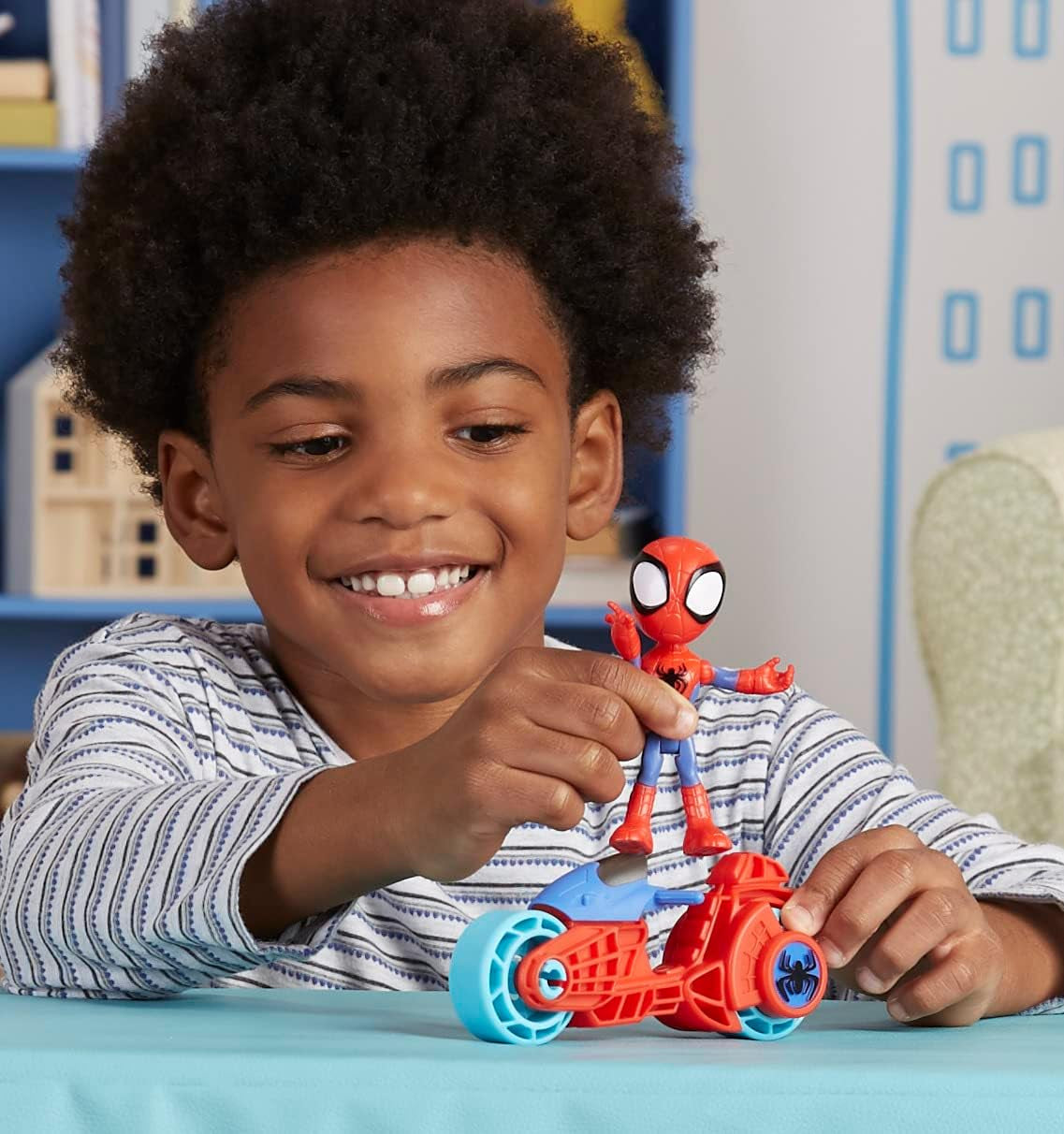 SPIDEY och HANS FANTASTISKA VÄNNER Marvel Spidey Motorcykelfigurleksak för pojkar och flickor från 3 år och uppåt Actionfigurer Naty Shop
