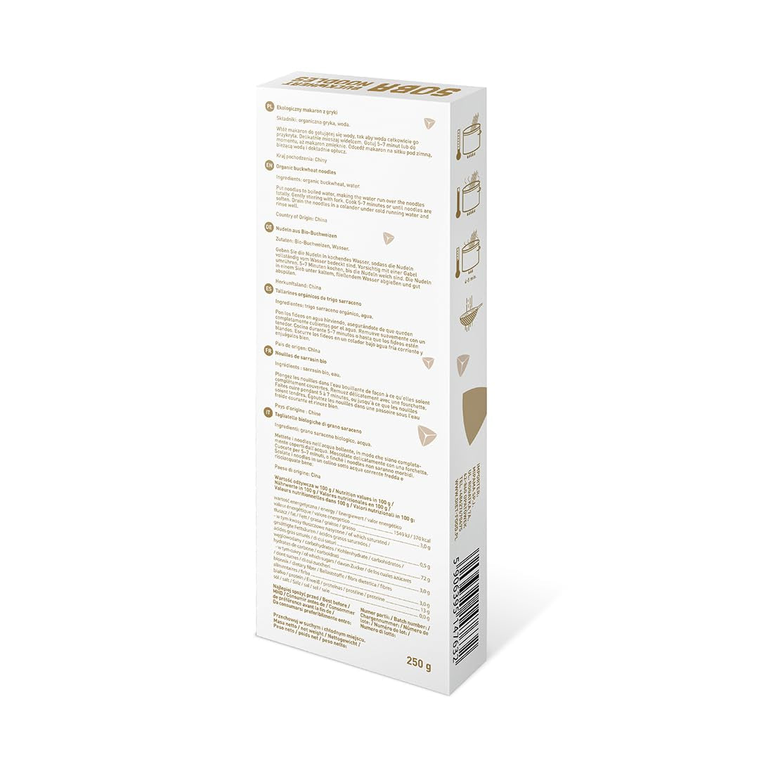 DIET-MAT ​​Bio Buchweizen Soba Nudeln Lebensmittel Pasta Vegan Glutenfreie Lactosefrei Sojafrei Nudeln für Vegetarier and Veganer 250 Gramm