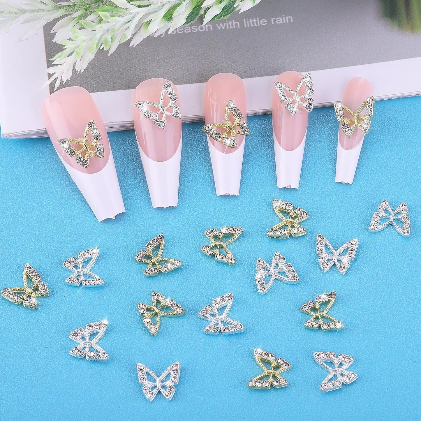 20st Glitter Butterfly Nail Charms, Nail Art Strass, Nagelstenar, Butterfly Nail Art, Strass, Alla hjärtans dag Nagelberlocker, Gör-det-själv-mobilfodraldekoration