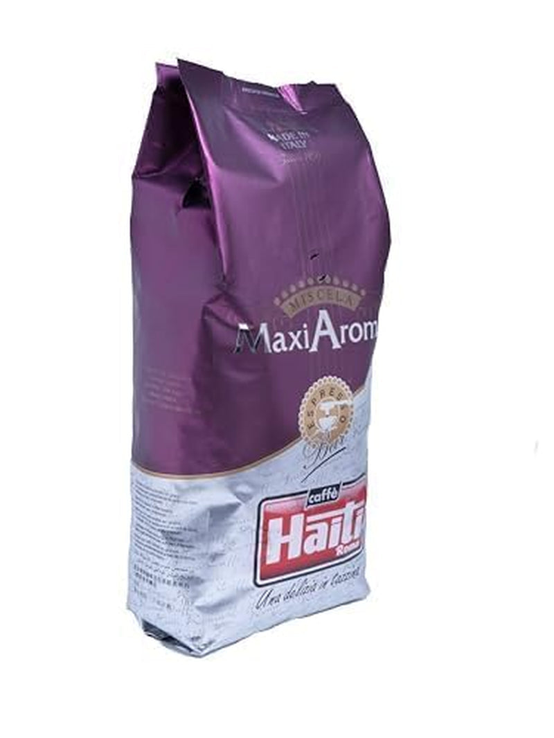 Caffè Haiti Roma Maxi Aroma kaffe i 1 kg förpackning. Balanserad blandning, hantverksstek, tillverkad i Italien.