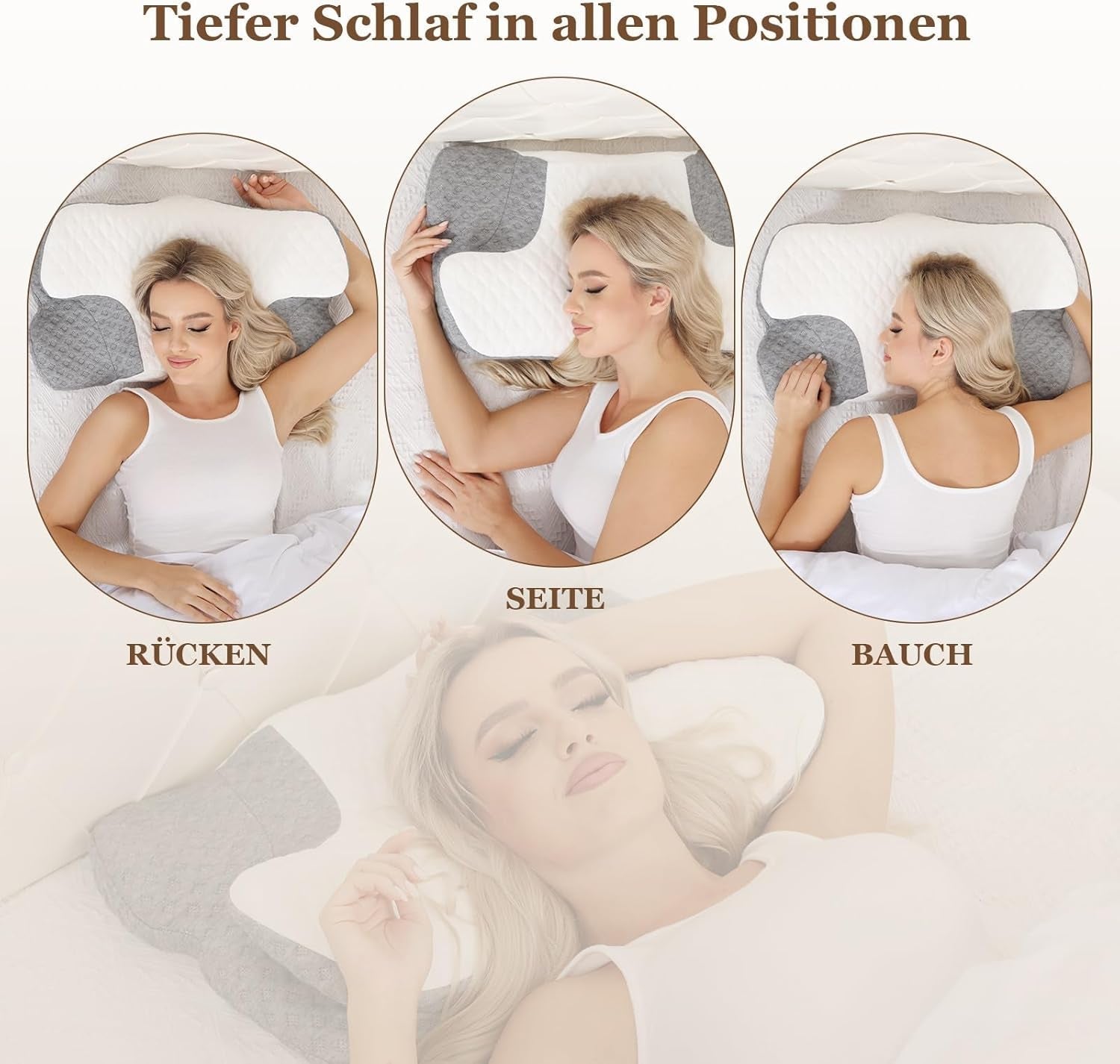 Wellsync Nackkudde Ergonomisk kudde Memory Foam Kudde Ortopedisk kudde för sidosliprar Ryggslipare Magslipare Nacksmärta Vit Grå Cervikala Ortopediska Kuddar Naty Shop