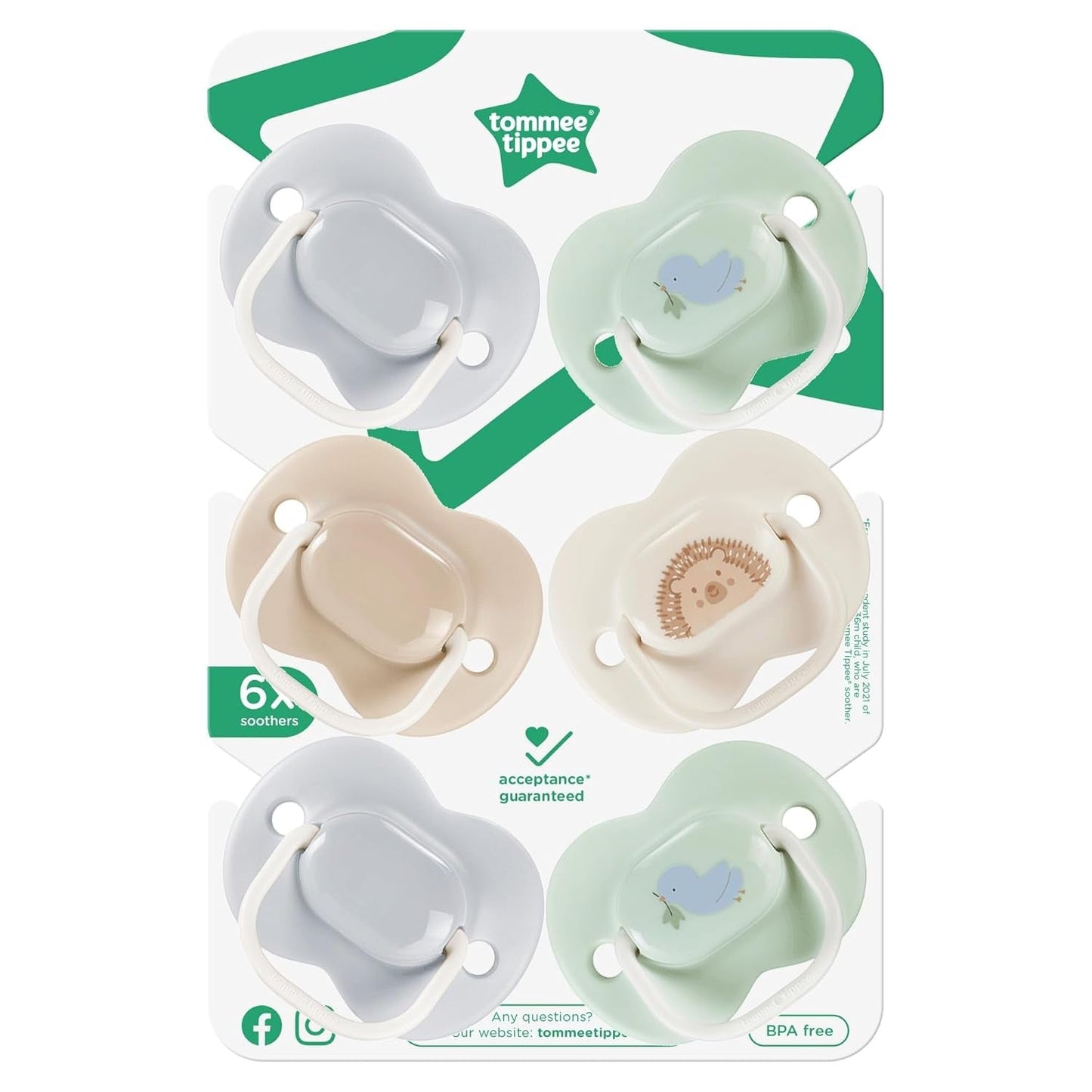 Tommee Tippee Anytime-nappar, 0-6 månader, paket med 6 symmetriska nappar, BPA-fri