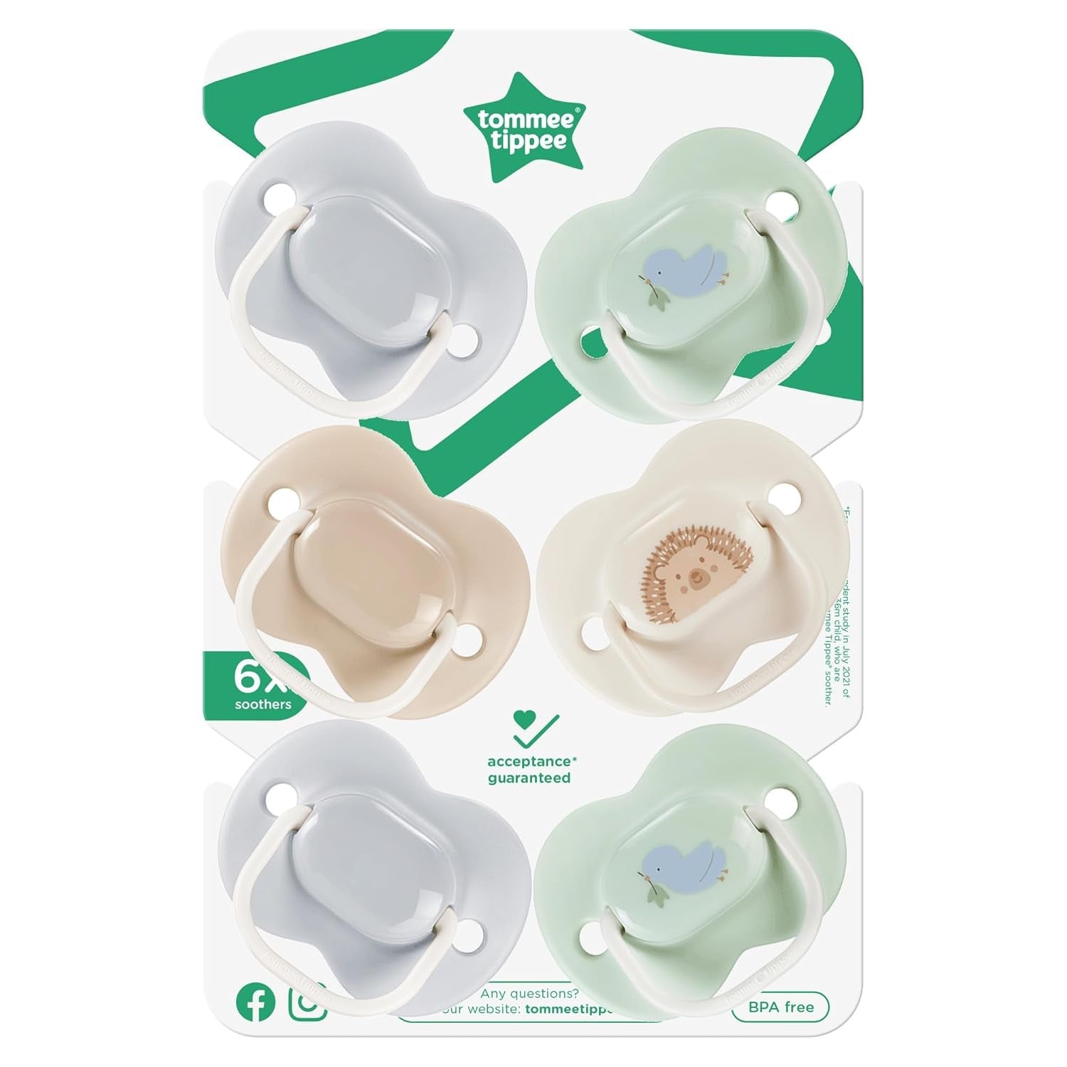 Tommee Tippee Anytime-nappar, 0-6 månader, paket med 6 symmetriska nappar, BPA-fri