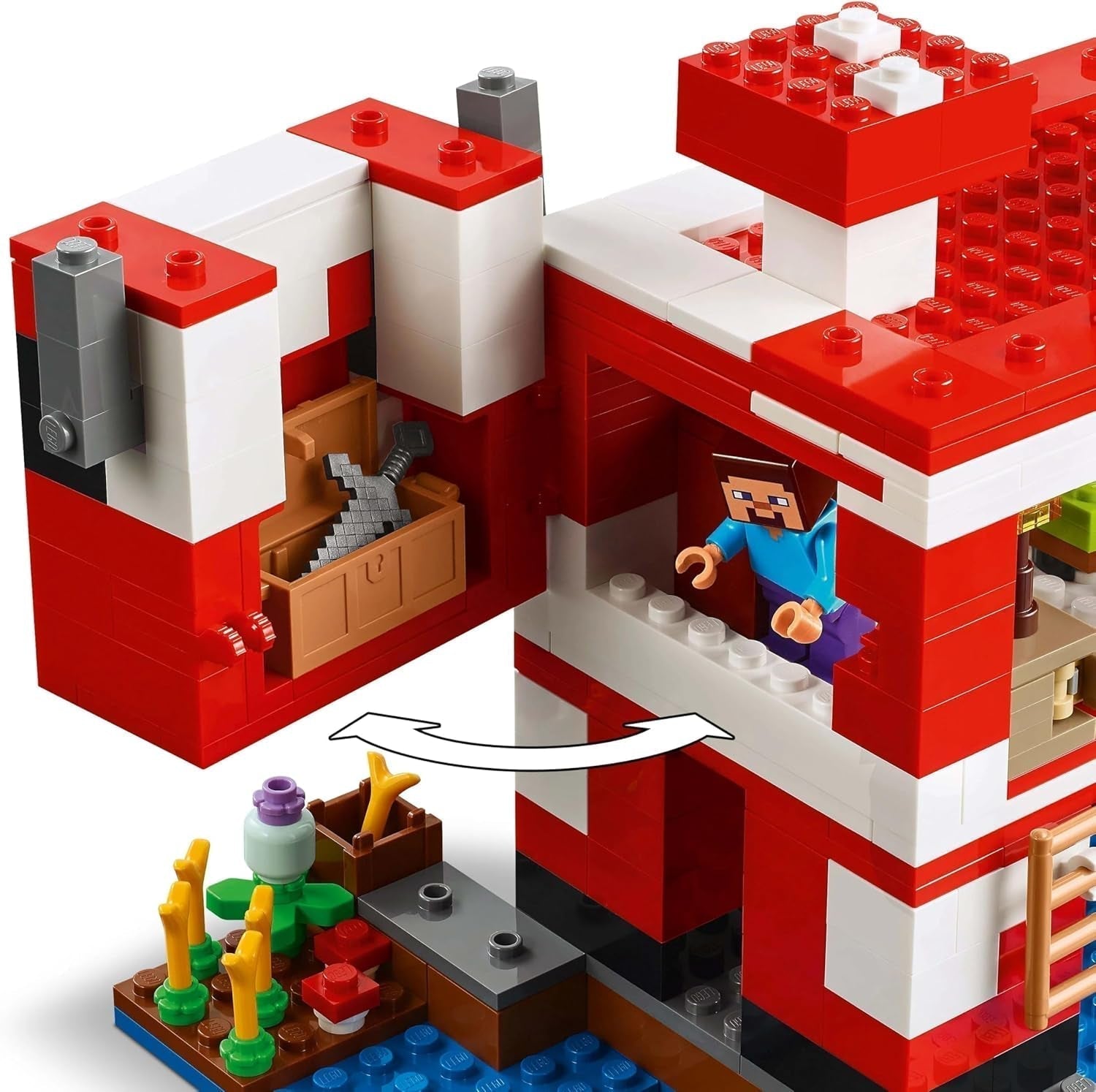 LEGO Minecraft The Mushroom Cow House Videospel Byggnadsleksak Svamp Landmodell med minifigurer Steve och andra karaktärer Leksats för pojkar och flickor 8 år 21270 Byggset Beuche den LEGO-Store