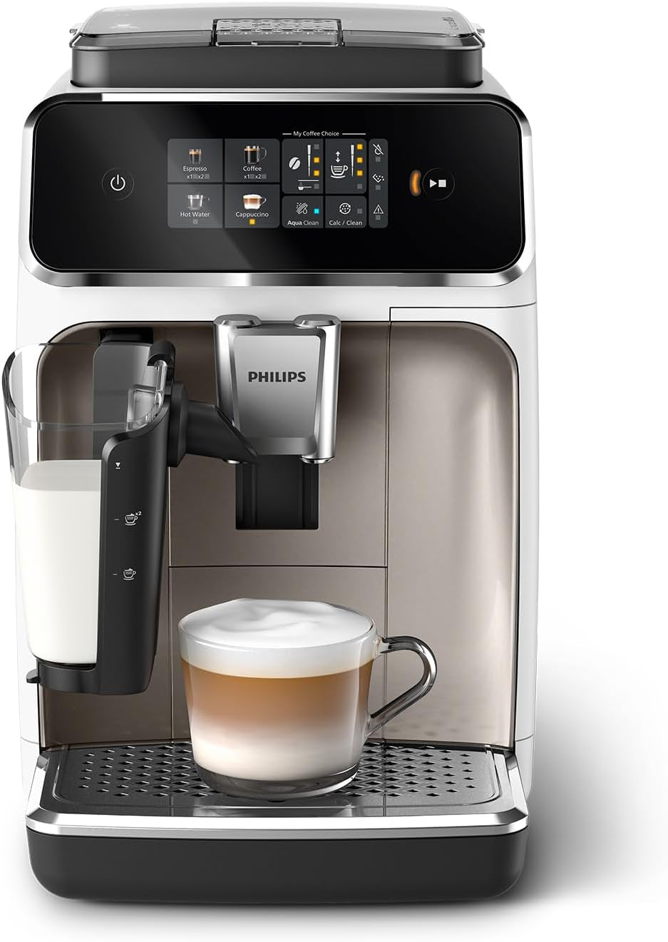 PHILIPS automatisk espressomaskin 2300-serien - 4 drycker, modern färgpekskärm, LatteGo mjölkberedningssystem, SilentBrew, 100% keramisk kvarn, AquaClean-filter. Mattsvart (EP2330/10)