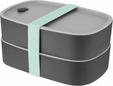 BergHoff dubbel bento box - Leo (lunchbox set 19x12,5x9 cm, två lådor, mikrovågssäker, lufttät försegling, diskmaskinsäker, perfekt för snacks / snacks / sallad) 3950126 Matförvaringslådor Naty Shop Classic