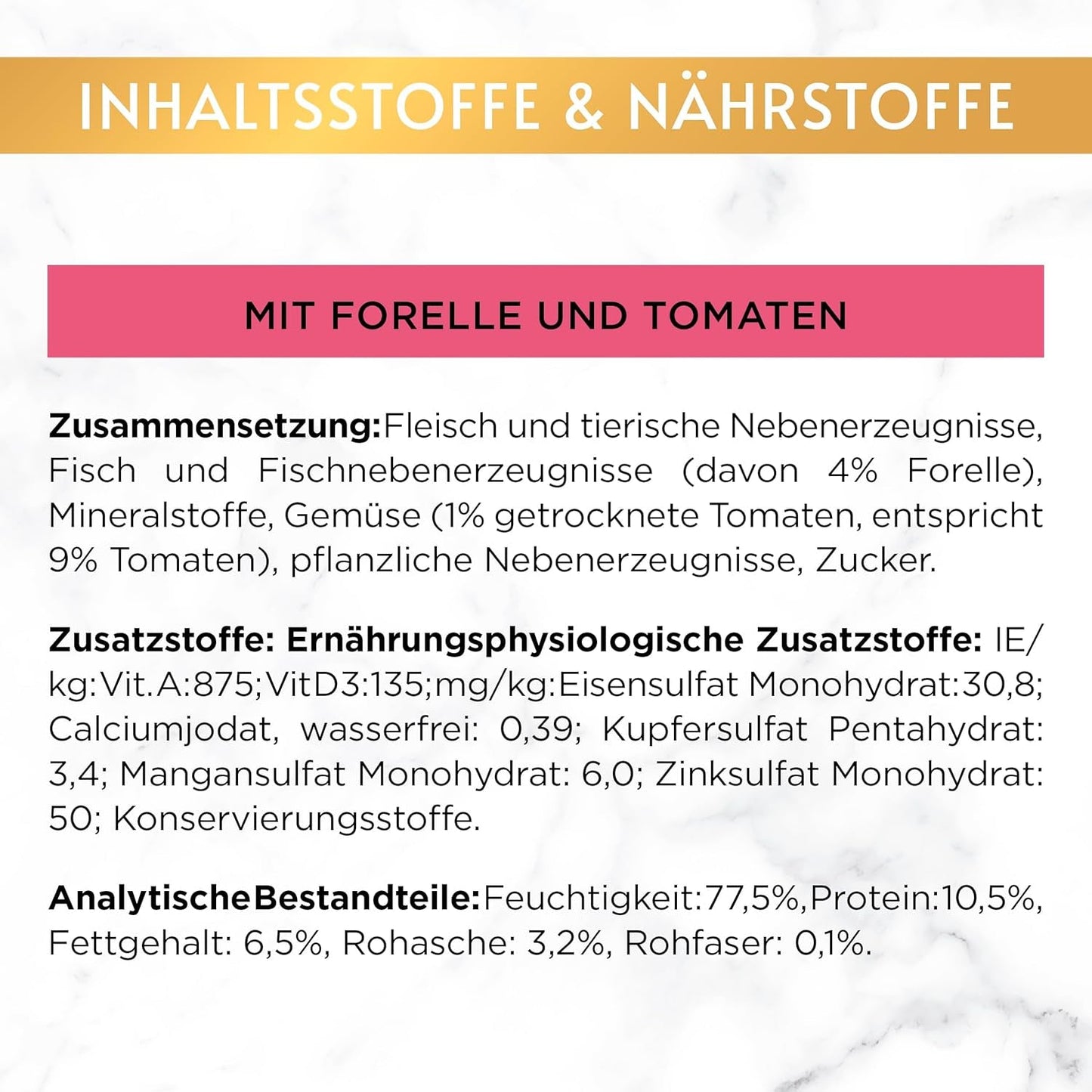 Fine Pate Gourmet Gold med grönsaker, blöt kattmat med öring och tomat, förpackning om 12 (12 x 85 g)