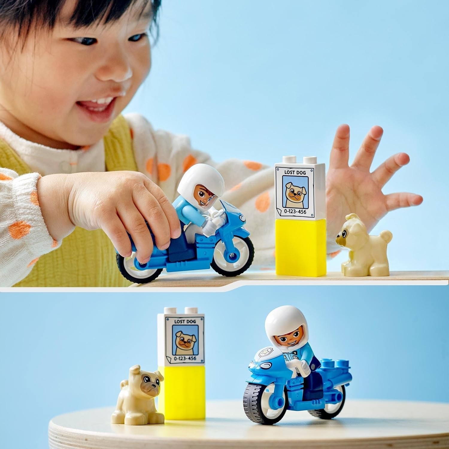 LEGO 10967 DUPLO polismotorcykel, Polisleksak för småbarn från 2 år, Idealisk leksak för motorik för bebisar, Leksaksmotorcykel Byggset Besuche den LEGO-Store