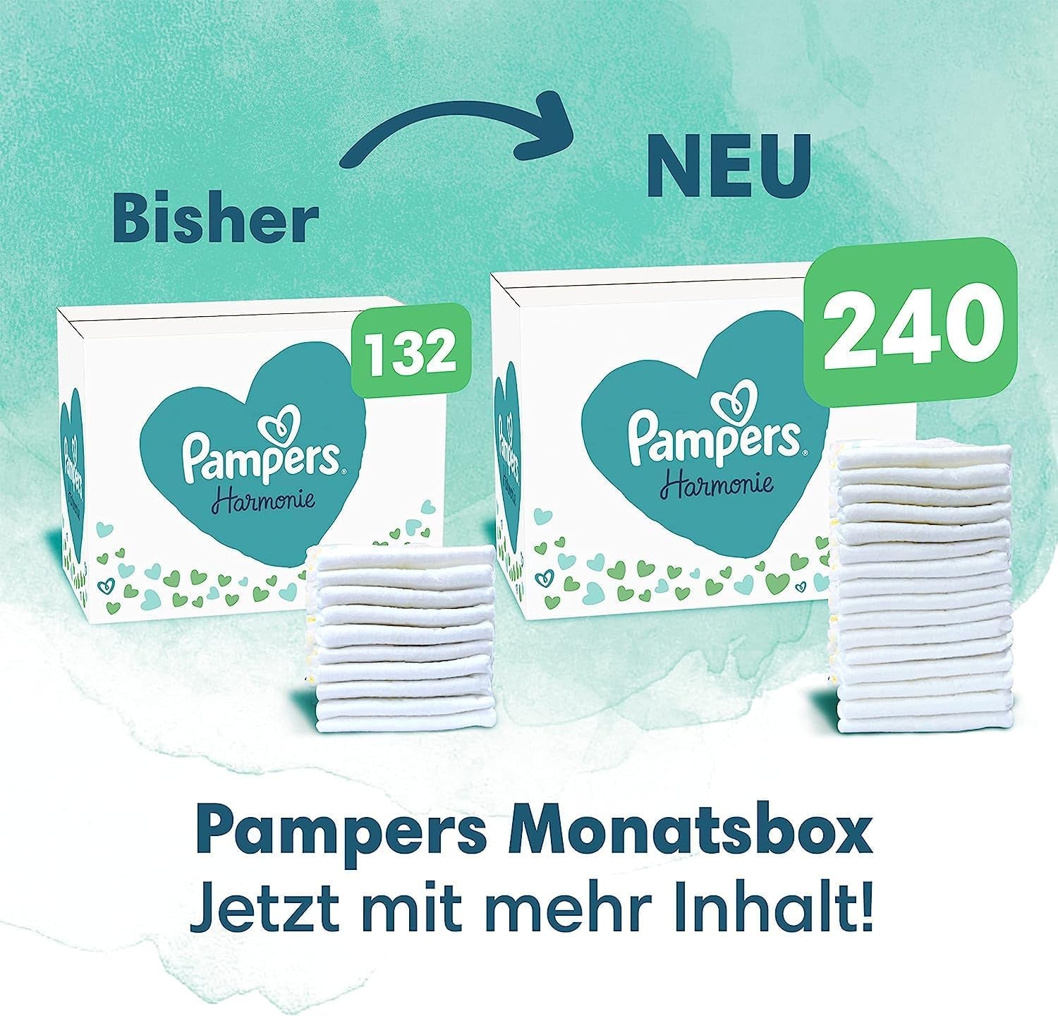 Harmonie Babyblöjeset Storlek 2 (4-8 kg, 240 stycken) MÅNADSBOX och Harmonie Aqua Baby Wet Wipes Box 720 Wipes (15 x 48), Baby Essentials