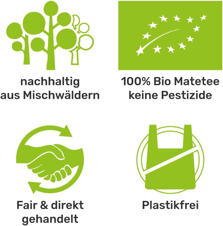 Mate Bio Tea Set ● 3 olika Mate + 2 dubbelväggiga Mate-koppar i rostfritt stål + 2 bombillor + förberedningsinstruktioner (svarta)