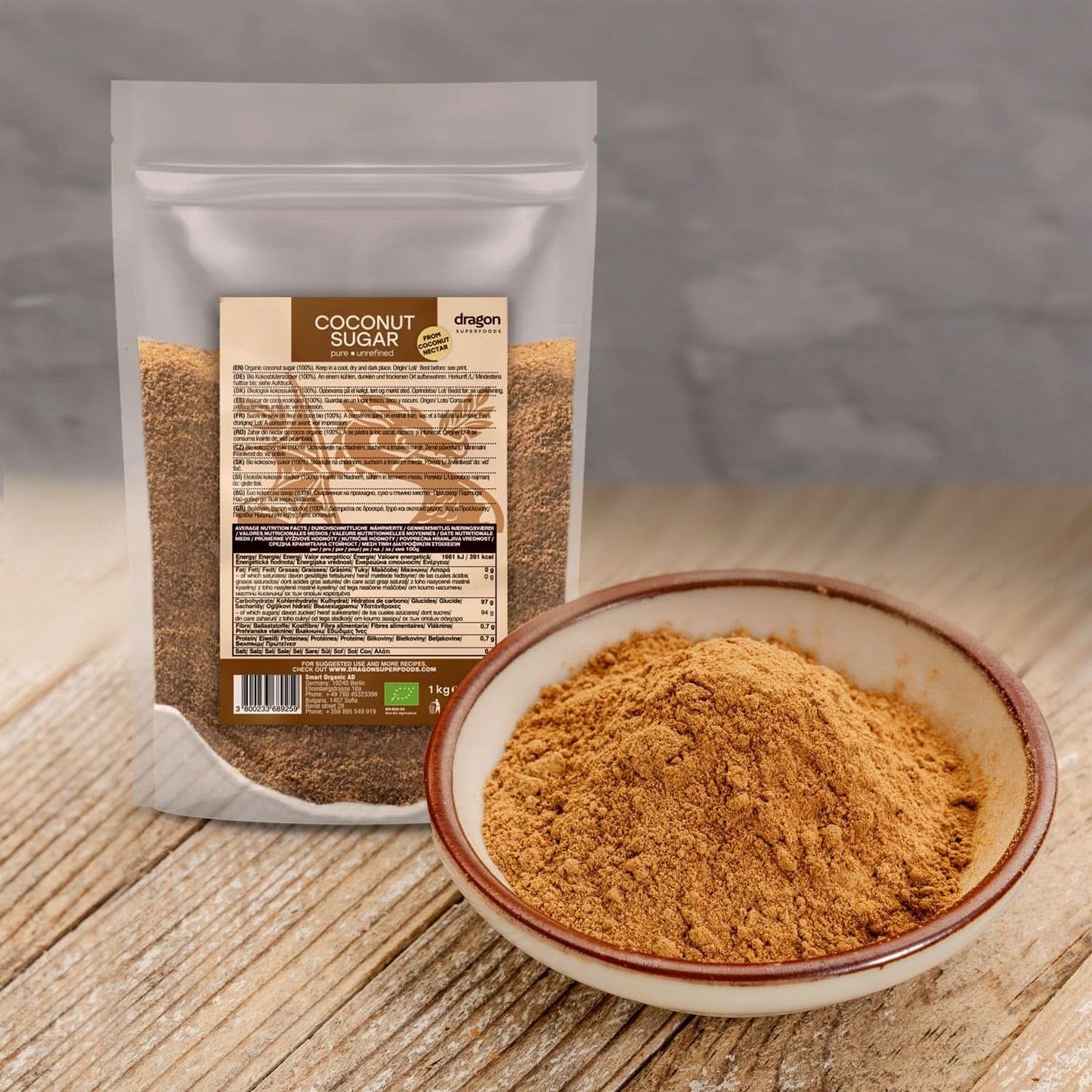 Kokossocker-100 % ekologiskt, oraffinerat, 1 kg sötningsmedel Naty Shop