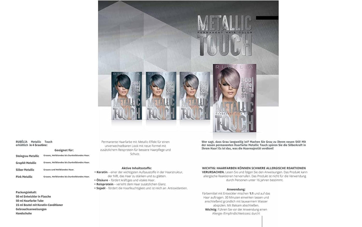 Metallic Touch permanent hårfärgning - Metallic Silver, 1 förpackning - 115 ml Hårfärgning Naty Shop