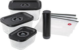 Vakuumsats Küchenprofi EASYFRESH | Set med 7 delar | 1x elektrisk vakuumpump, 1x vakuumburk S, M och L, 3x vakuumpåsar 22x21 cm | borosilikatglas, högkvalitativ plast | beredning och förvaring Matförvaringslådor Naty Shop Dammsugarset 7 st