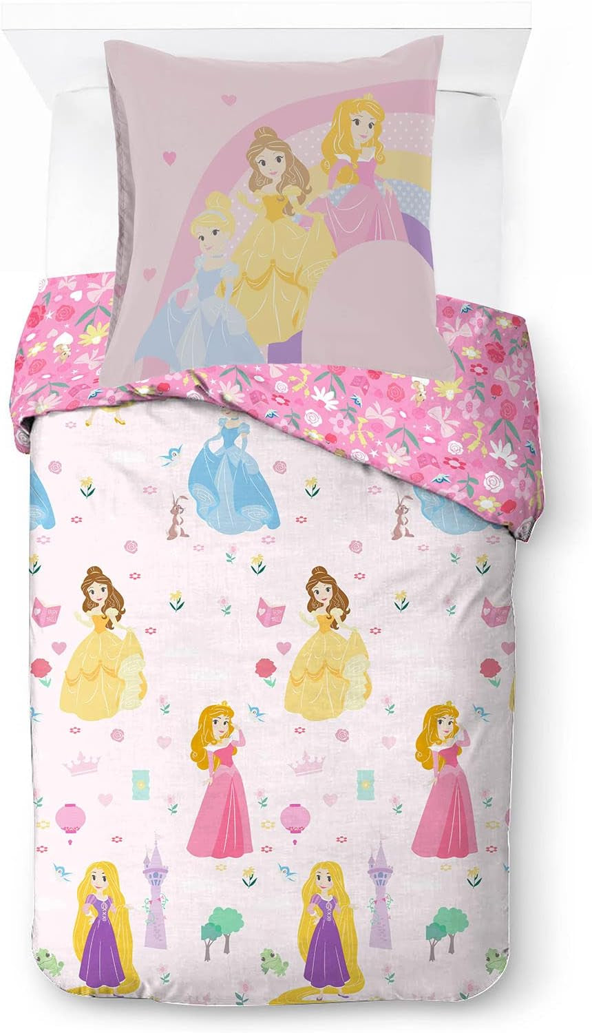 Sängkläder för barn, Disneyfigurer, 100 % bomull Sängkläder - barn Naty Shop Vit 140X200/65X65 (2 Styck)