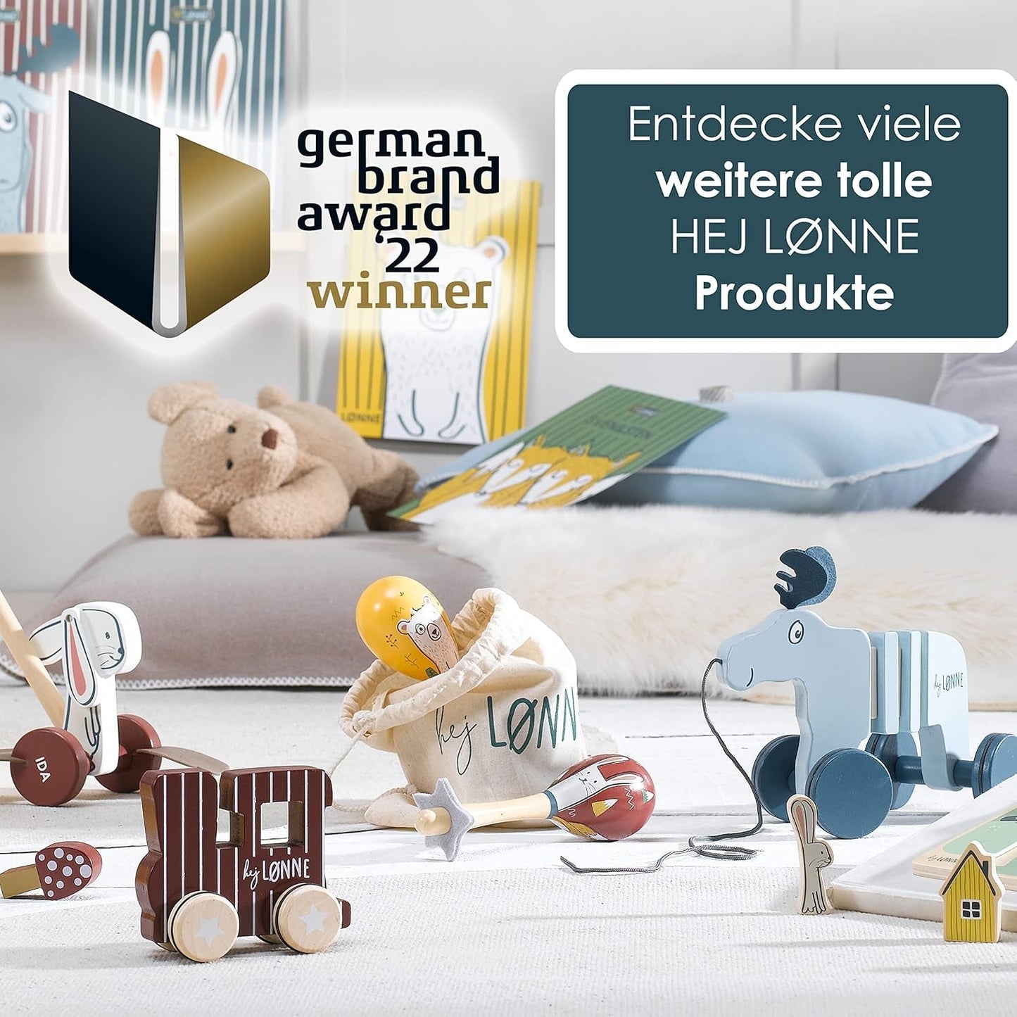 HEJ LØNNE set med 2 träklockor - Maracas för barn - musikinstrument i trä för att främja motorik, koordination och socialt beteende - träklocka för barn - leksak för barn Leksaker Bebe Naty Shop