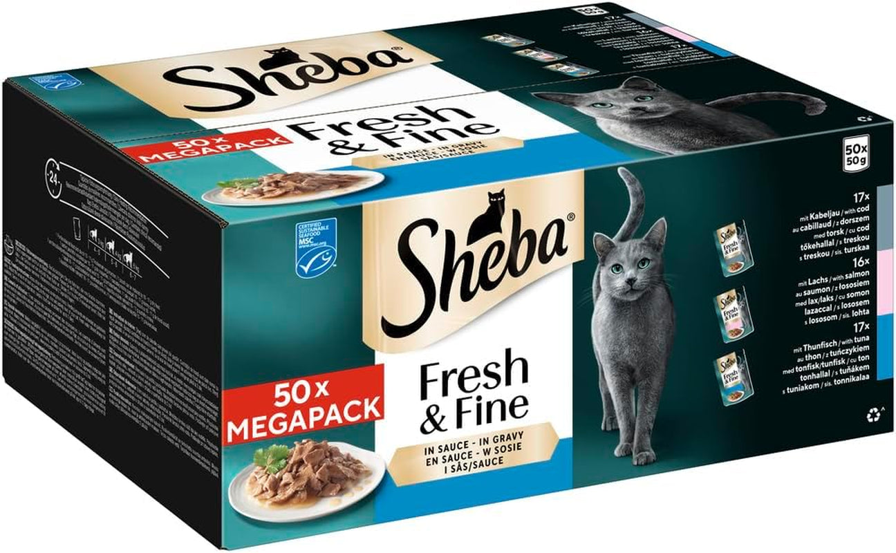 Sheba CATCARE Bag Wet Fresh & FINE (Fisk) Bitar i sås Vuxen 50g Multipack Standard