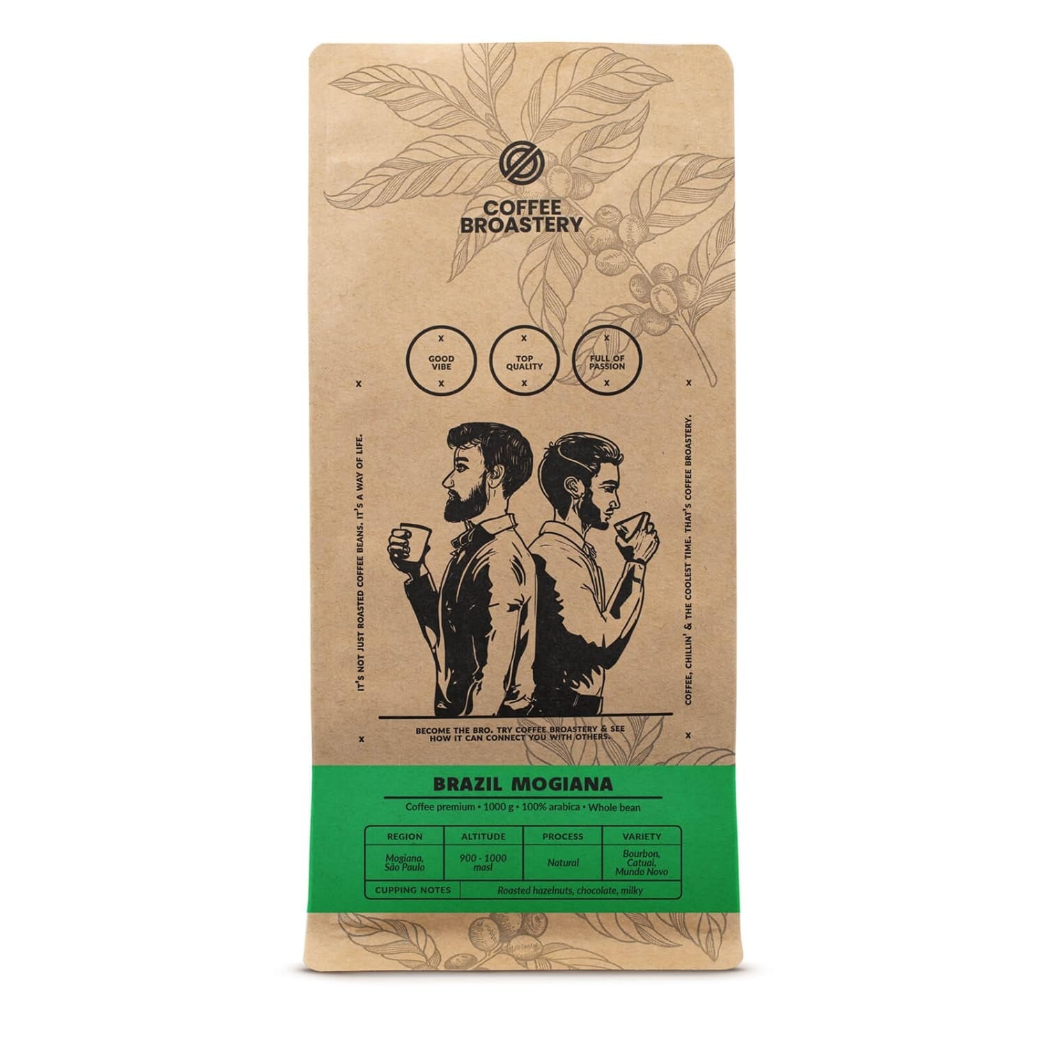 Set med kaffebönor 2x1kg 2000g | Brasilien Mogiana | Brasilianskt kaffe | Specialkaffe | Nystekt | Hantverks kafferosteri