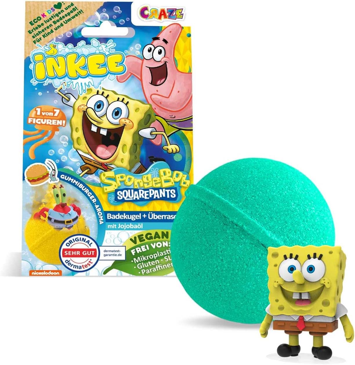 INKEE Spongebob Surprise Kids Bath Bomb Svampbob Fyrkant Samlarobjekt 80 Grams Naty Shop Spongebob Surprise Bath Bomb