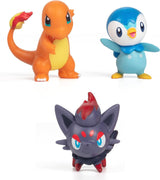 Pokémon Battle redo! 6-delad figuruppsättning - 11,4 Cm Ash & Launching Pikachu, 5,1 Cm Charmander, Rowlet, Piplup, Zorua - Officiellt licensierad - Påskpresent för barn, pojkar, flickor Actionfigurer Naty Shop