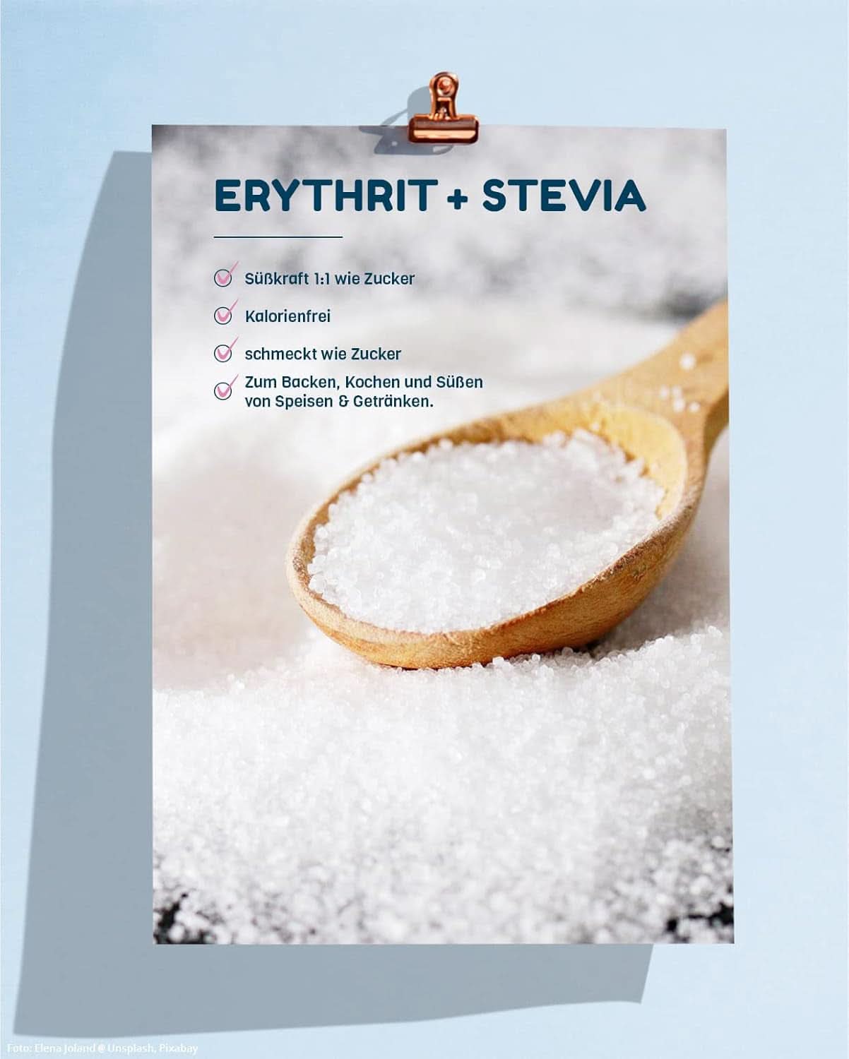 INGET SOCKER, Erythritol + Stevia Naturligt sockerersättning utan kalorier 1:1 sötma jämfört med socker, utan smak, 4,5 kg sötningsmedel Naty Shop