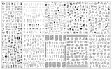 JMEOWIO Nagelsticker Geometrie 10 Blatt Nagelaufkleber Selbstklebend Schwarzes Herz Unregelmäßig Geformt Nagel Art Sticker Dekoration Nageldesign Zubehör