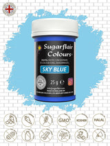 Matfärg Sugarflair Paste Pastel Sky Blue, matfärg för pasta, för fondant och marsipan, koncentrerade färger Spectral - 25 g