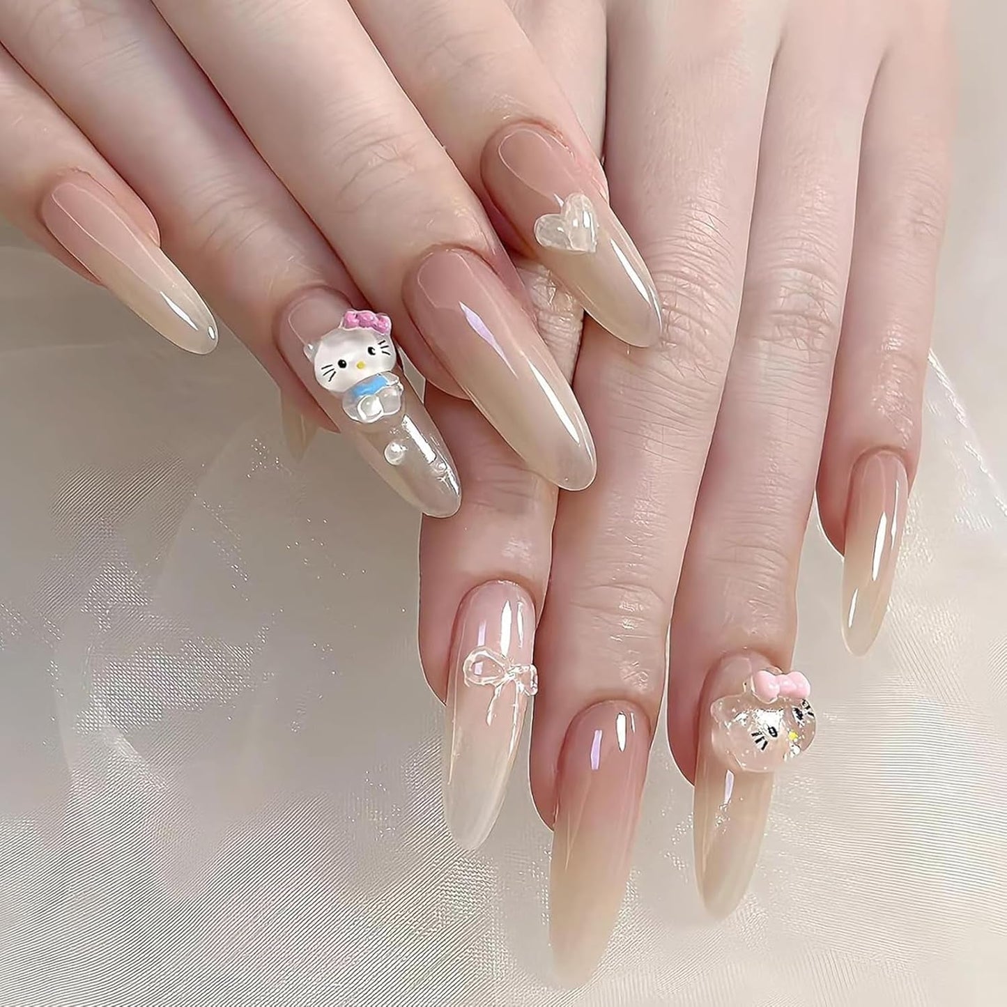 3D-kattens nagelklistermärken, nagelglitter, paljetter, nagelklistermärken i harts, nagelstenar, diamanter för nagelkonst, inklusive strass nagelvaxstift (färgglad katt)