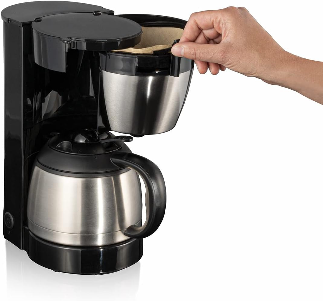 Cloer 5009 Håll varmt filter Espressomaskin för upp till 8 koppar 800W med isolerad rostfri stålkaraff 1x4 filterkopp svart