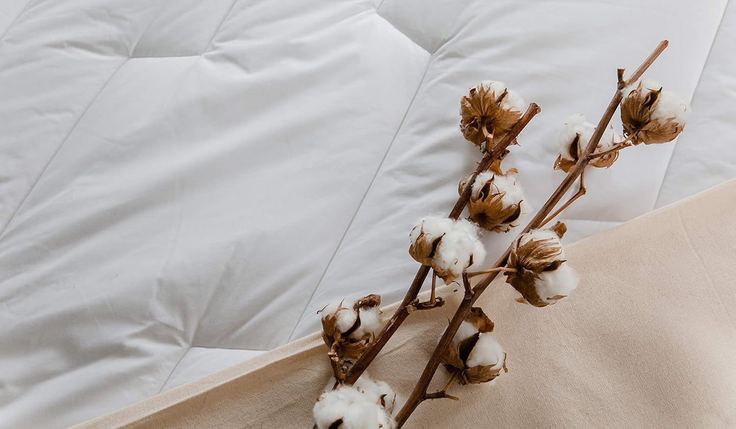 Percale bomullstäcke 240 X 220 cm Hög kvalitet 100% Percale bomull Mjuk och bekväm Slitstark Fin finish Made in France Vita täcken och täcken Naty Shop
