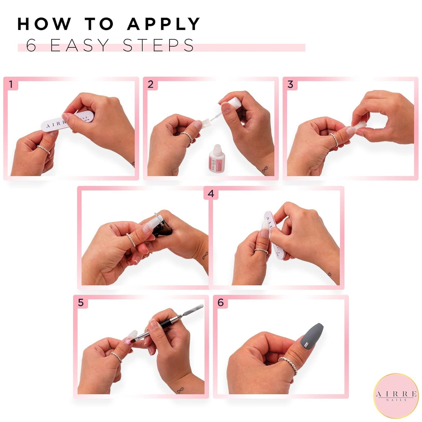 AIRRE 500 Professional Gel Nails & 3 Filer per Box - (10 storlekar) Franska Half Moon False Nails, Salong & Hembruk, Klippning, Filning & Formning, UV/LED Gel, Nagellack & Nail Art (Natural)