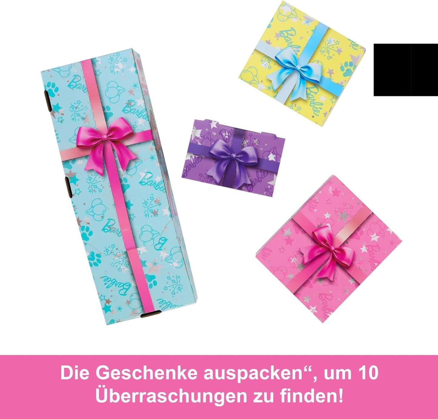 Barbie-festdocka oförpackad och tillbehör Födelsedagshusdjursserie 10 stjärnset för överraskningsfest inklusive färgskiftande effekt & tårtdekorationer JFG72